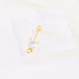 Wholesale jewelry 18K Gold PVD Stainless Steel Devil Stone Heart Belly Button Ring- gold studio 