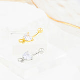 Wholesale jewelry 18K Gold PVD Stainless Steel Devil Stone Heart Belly Button Ring- gold and stainless studio 