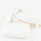 Wholesale jewelry 18K Gold PVD Stainless Steel Devil Stone Heart Belly Button Ring- stainless studio 