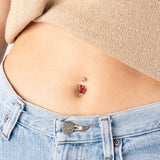 Wholesale Jewelry 18K Gold PVD Stainless Steel Red Devil Stone Heart Belly Button Ring - Stainless model 