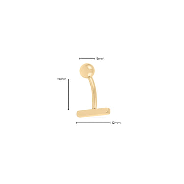 Wholesale jewelry 18K Gold PVD Stainless Steel 10mm T-Bar Belly Button Ring- gold dimension photo  