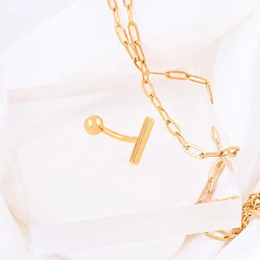 Wholesale Jewelry 18K Gold PVD Stainless Steel 9mm T-Bar Belly Button Ring- Gold studio 