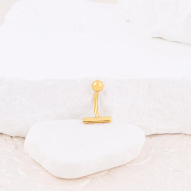 Wholesale Jewelry 18K Gold PVD Stainless Steel 9mm T-Bar Belly Button Ring- Gold studio 