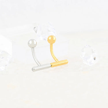 Wholesale Jewelry 18K Gold PVD Stainless Steel 9mm T-Bar Belly Button Ring-  stainless and gold studio 