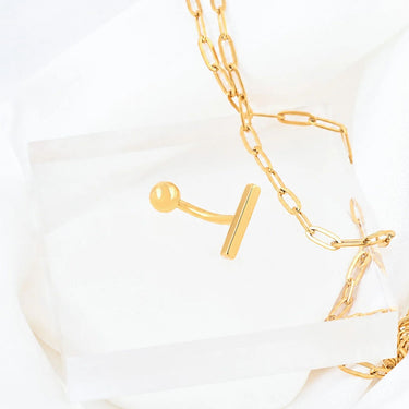 Wholesale jewelry 18K Gold PVD Stainless Steel 10mm T-Bar Belly Button Ring- gold studio 