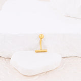 Wholesale jewelry 18K Gold PVD Stainless Steel 10mm T-Bar Belly Button Ring- gold studio  