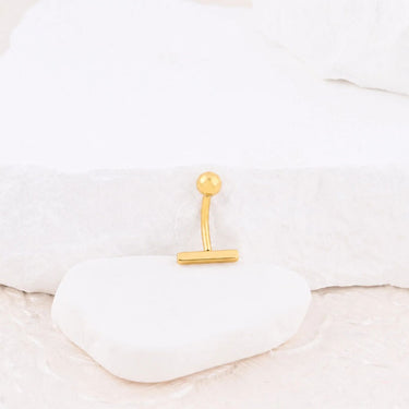 Wholesale jewelry 18K Gold PVD Stainless Steel 10mm T-Bar Belly Button Ring- gold studio  