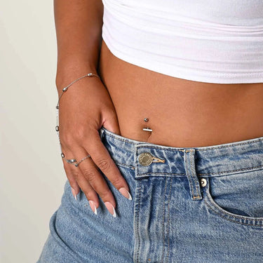 Wholesale jewelry 18K Gold PVD Stainless Steel 10mm T-Bar Belly Button Ring- Stainless model 