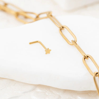 Wholesale jewelry 18K Gold PVD Stainless Steel Star Nose Stud-  gold studio 
