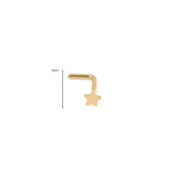 Wholesale jewelry 18K Gold PVD Stainless Steel Star Nose Stud-  gold dimension shot  