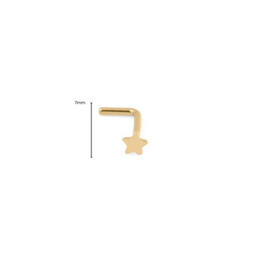 Wholesale jewelry 18K Gold PVD Stainless Steel Star Nose Stud-  gold dimension shot  