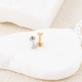 Wholesale jewelry 18K Gold PVD Stainless Steel Heart Nose Stud- stainless and gold studio 