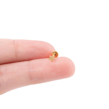Wholesale jewelry 18K Gold PVD Stainless Steel Star Nose Stud- gold scale shot  