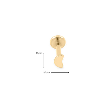 Wholesale jewelry 18K Gold PVD Stainless Moon Nose Stud - gold main (dimension shot)