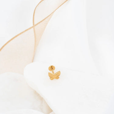 Wholesale jewelry 18K Gold PVD Stainless Steel Sunburst Butterfly Nose Stud- gold studio 