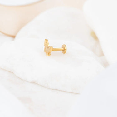 Wholesale jewelry 18K Gold PVD Stainless Steel Sunburst Butterfly Nose Stud- gold studio 