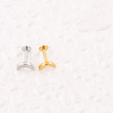 Wholesale jewelry 18K Gold PVD Stainless Steel Sunburst Moon Nose Stud- stainless and gold studio 