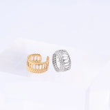 Wholesale jewelry 18K Gold PVD Stainless Steel Cutout Ladder Ear Cuff - gold and stainless studio