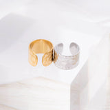 Wholesale jewelry 18K Gold Stainless Steel Hammered Ear Cuff - stainless and gold studio 