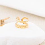 Wholesale jewelry 18K Gold Stainless Steel Wheat Open Ear Cuff- gold studio 