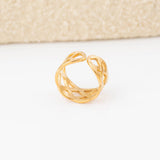 wholesale jewelry 18K Gold Stainless Steel Woven Ear Cuff- gold studio 