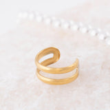 Wholesale jewelry 18K Gold Stainless Steel Classic Double Ear Cuff - gold studio 