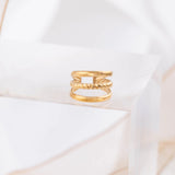 Wholesale jewelry 18K Gold Stainless Steel Triple Ear Cuff - gold studio 