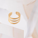 Wholesale jewelry 18K Gold Stainless Steel Triple Ear Cuff - gold studio 