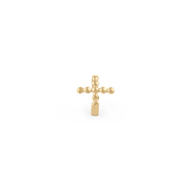 Wholesale jewelry 18K Gold Stainless Steel Beaded Cross Ear Cuff - gold main (standing)