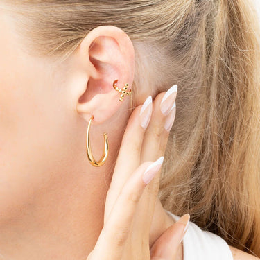 Wholesale jewelry 18K Gold Stainless Steel Beaded Cross Ear Cuff - gold model 