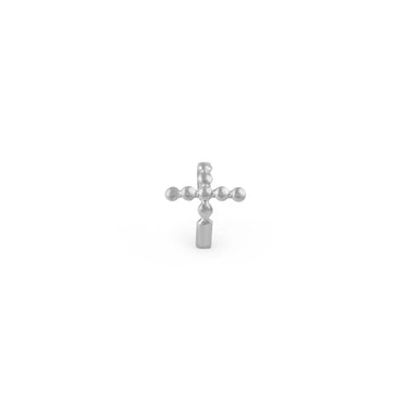 Wholesale jewelry 18K Gold Stainless Steel Beaded Cross Ear Cuff - stainless main (standing)