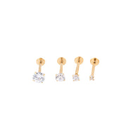 Wholesale jewelry 18K Gold PVD Stainless Steel CZ Stone 6mm Nose Stud - main 