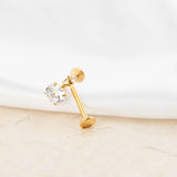 Wholesale jewelry 18K Gold PVD Stainless Steel CZ Stone 8mm Nose Stud- studio 