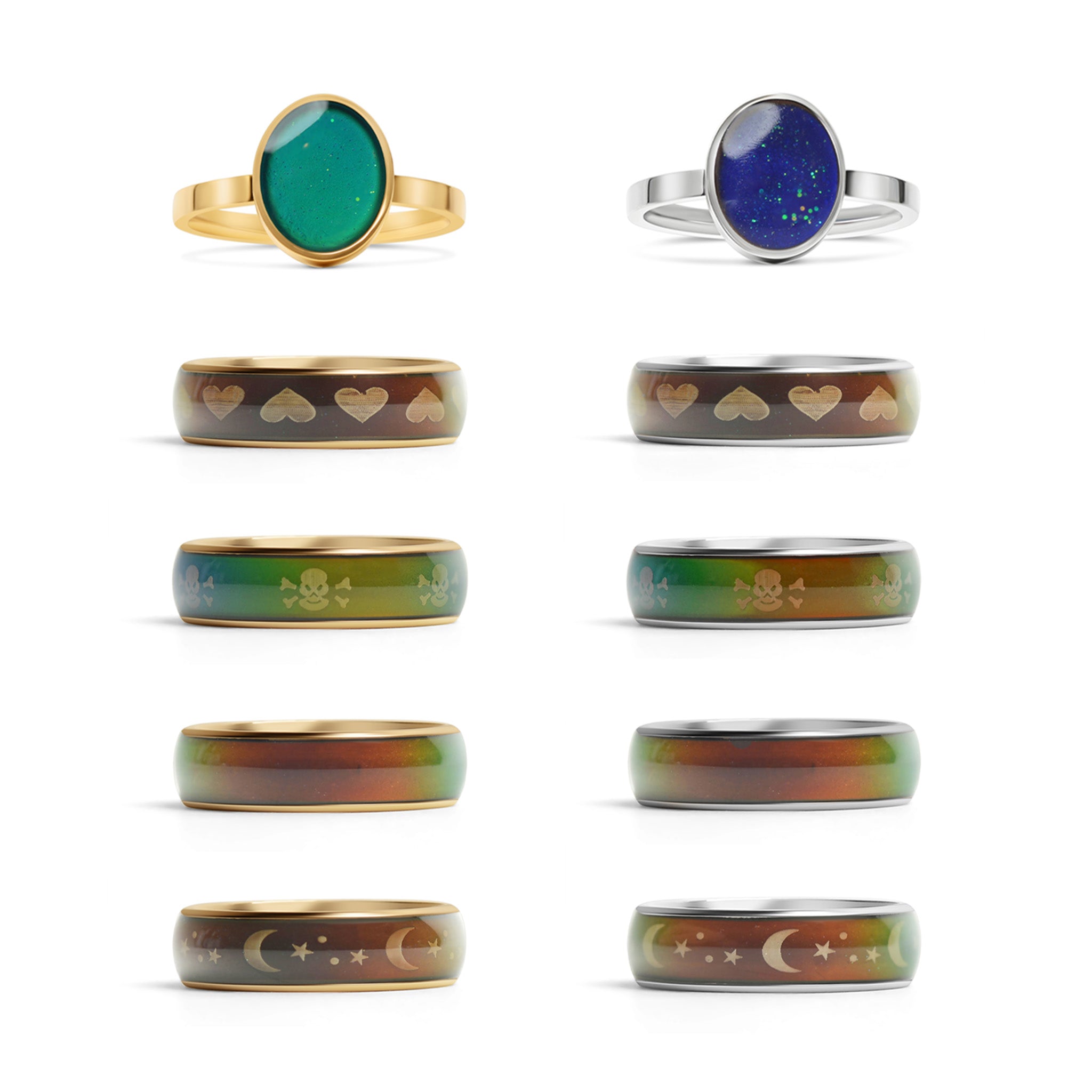 180 st rostfritt stål Mood Ring Assorted Starter Set / BND0018