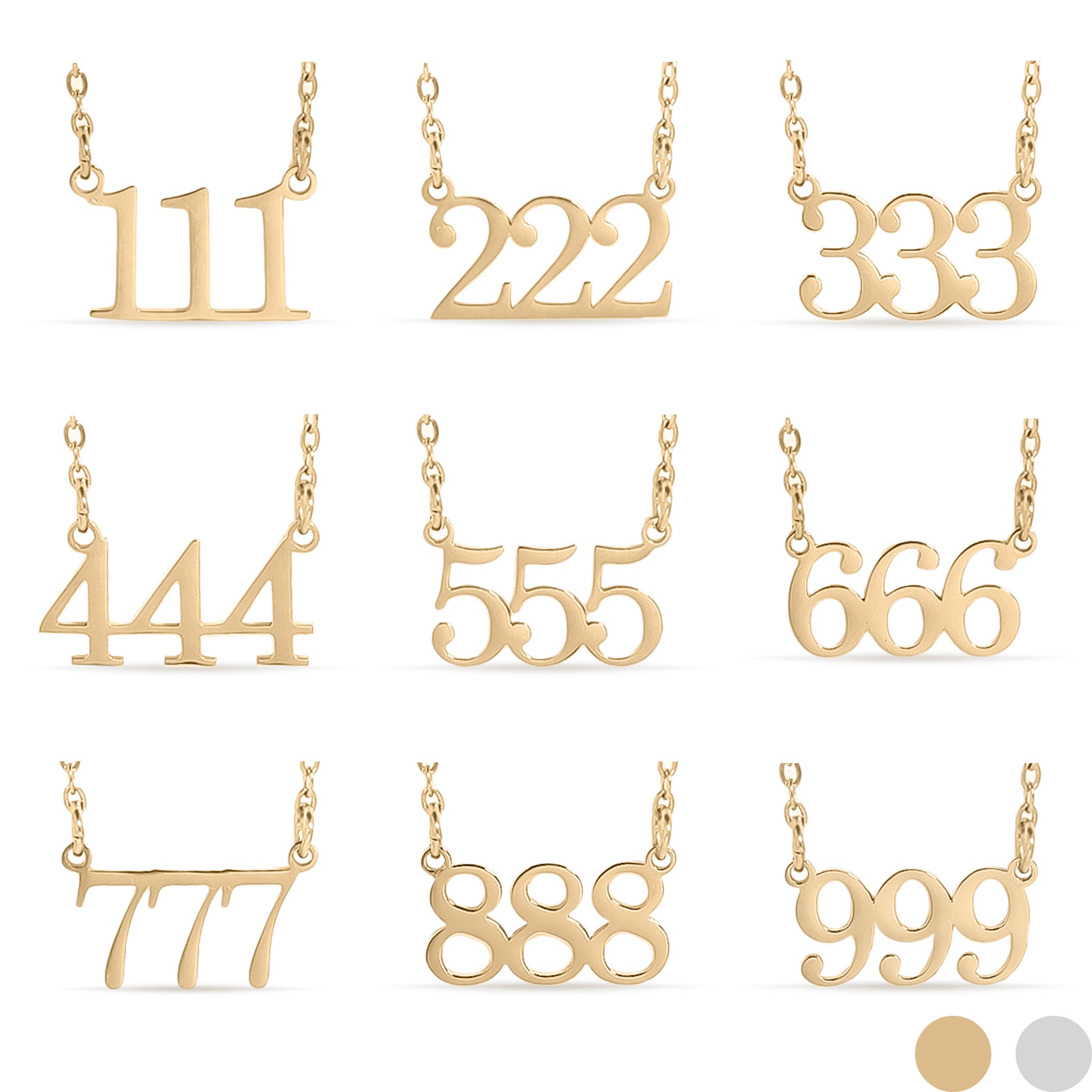 27 pc 18K Gold PVD Stainless Steel Angel Number Necklace Set / BND0052