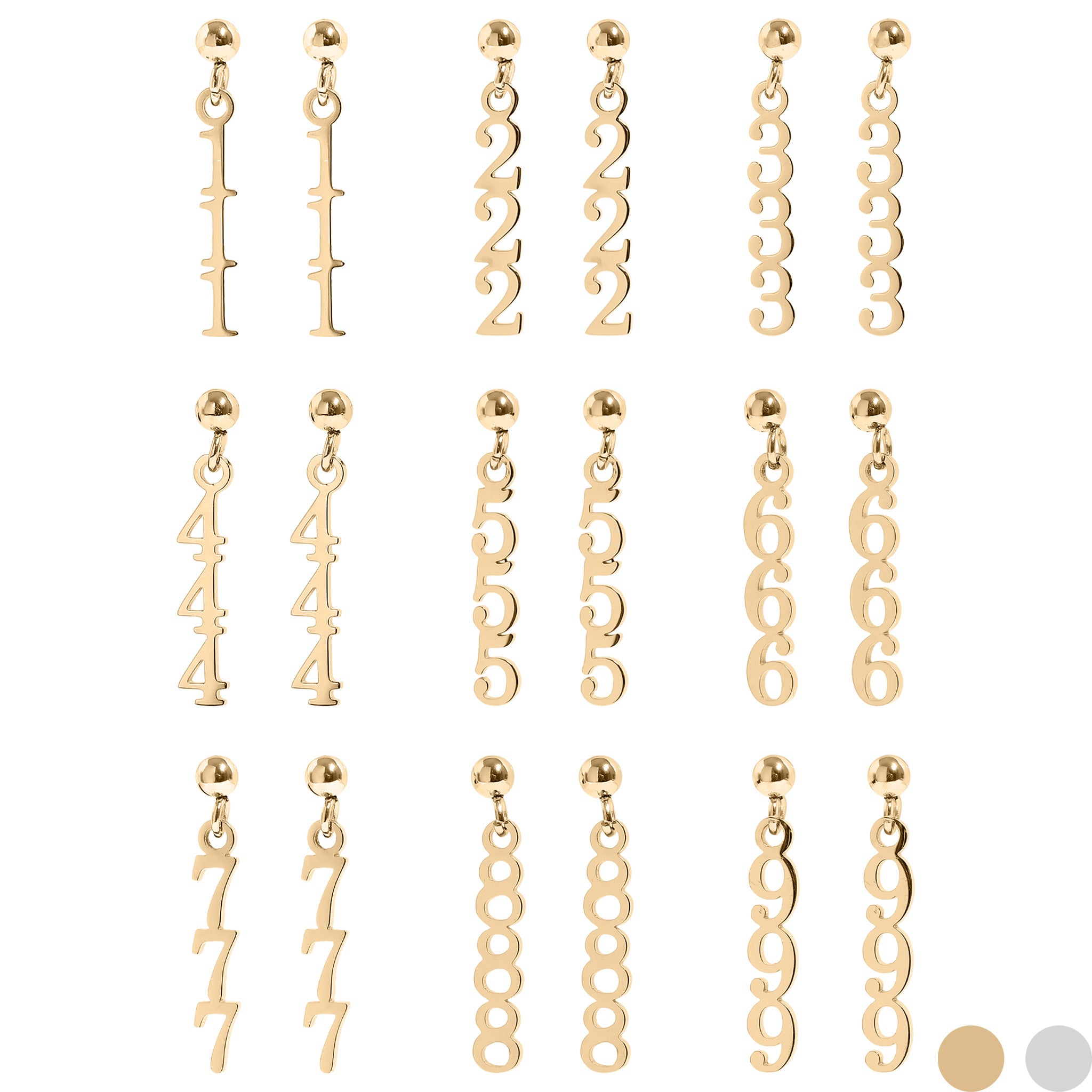 27 PC 18K Gold Stainless Steel Angel Number Earring Set / BND0054