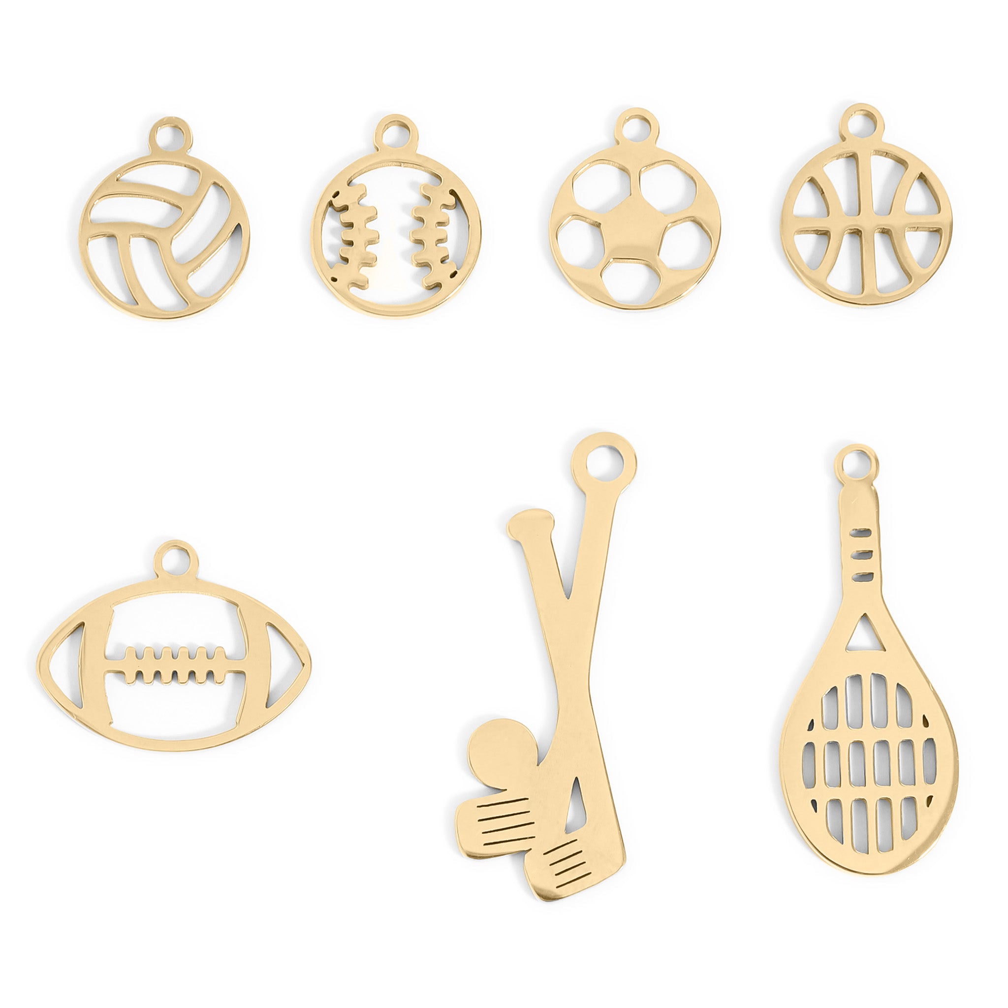 18k Gold PVD Rostfritt stål Sports Charm Bundle / BND0060