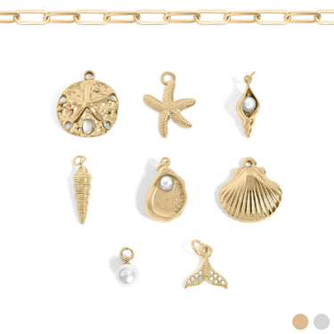 18K Gold PVD Stainless Steel 92 Piece Nautical Charm Bar Set / BND0061