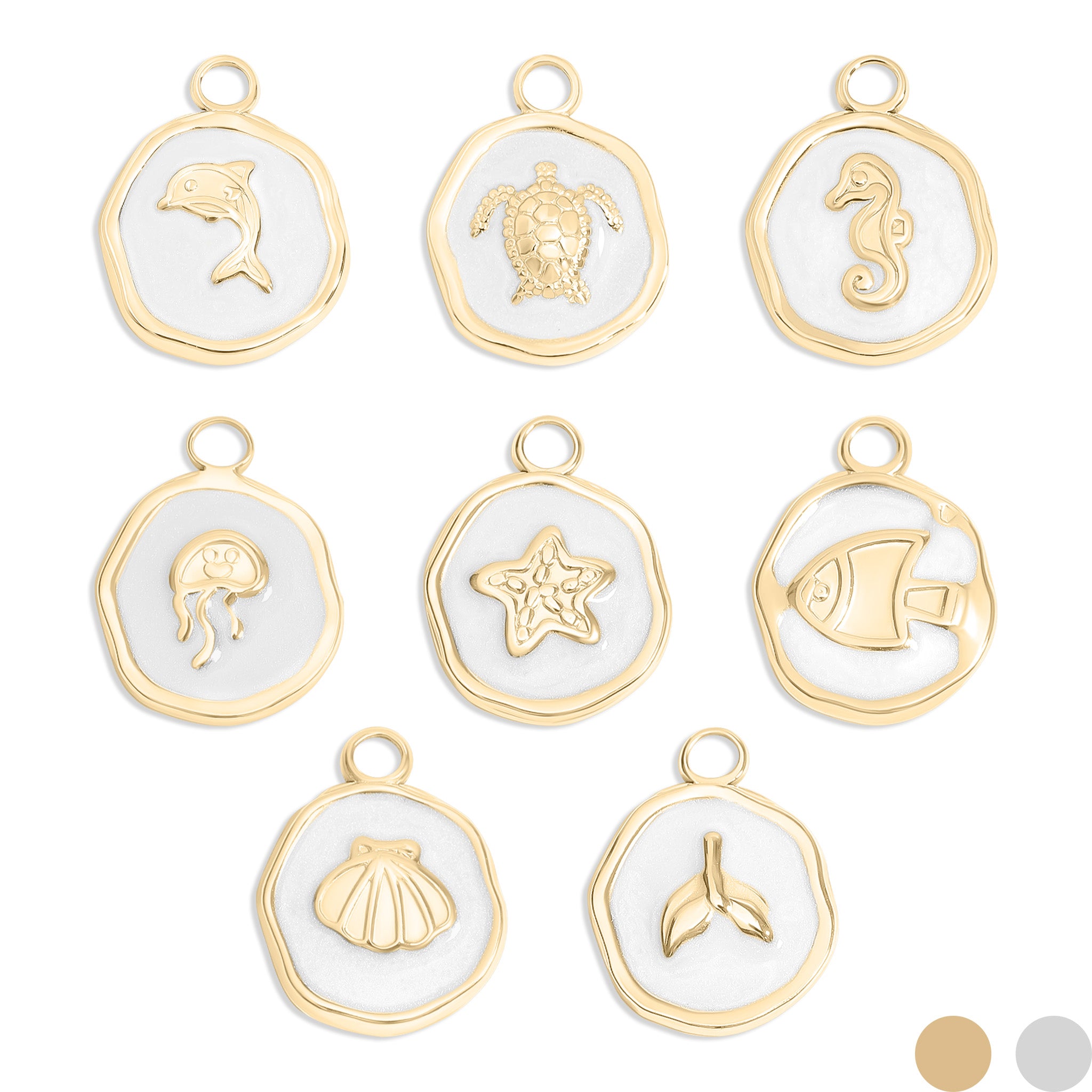 18K Gold PVD Sea Life Epoxy Charm Set / BND0063