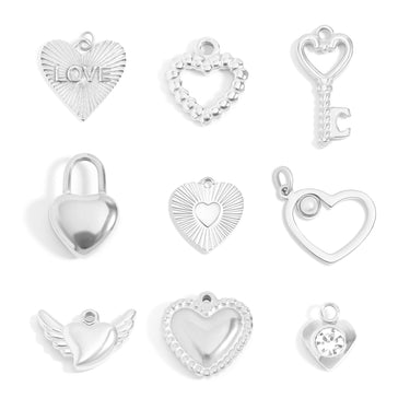 18K Gold PVD Stainless Steel Heart Charm Set