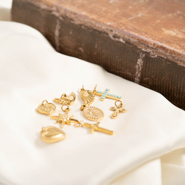 18K Gold PVD Stainless Steel Faith and Love Charm Bundle