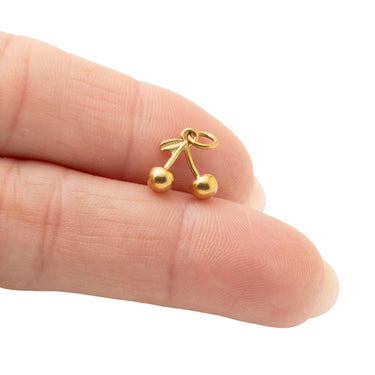 Wholesale jewelry 18K Gold PVD Stainless Steel Cherry Earring Bundle - scale