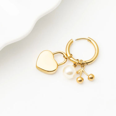 Wholesale jewelry 18K Gold PVD Stainless Steel Cherry Earring Bundle - gold studio 
