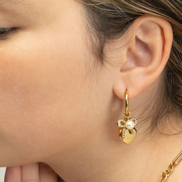 18K gold PVD Stainless Steel Bow Earring Charm Set- gold model 