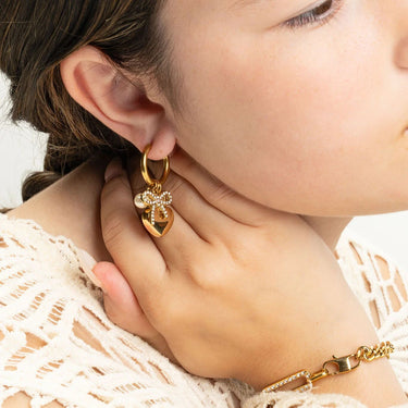 18K gold PVD Stainless Steel Bow Earring Charm Set- gold model 