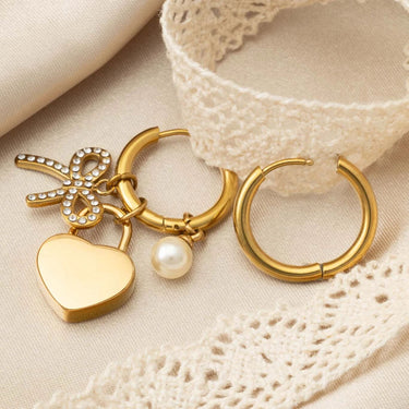18K gold PVD Stainless Steel Bow Earring Charm Set- gold studio 