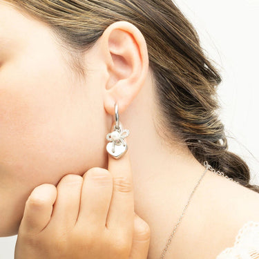 18K gold PVD Stainless Steel Bow Earring Charm Set- silver model 