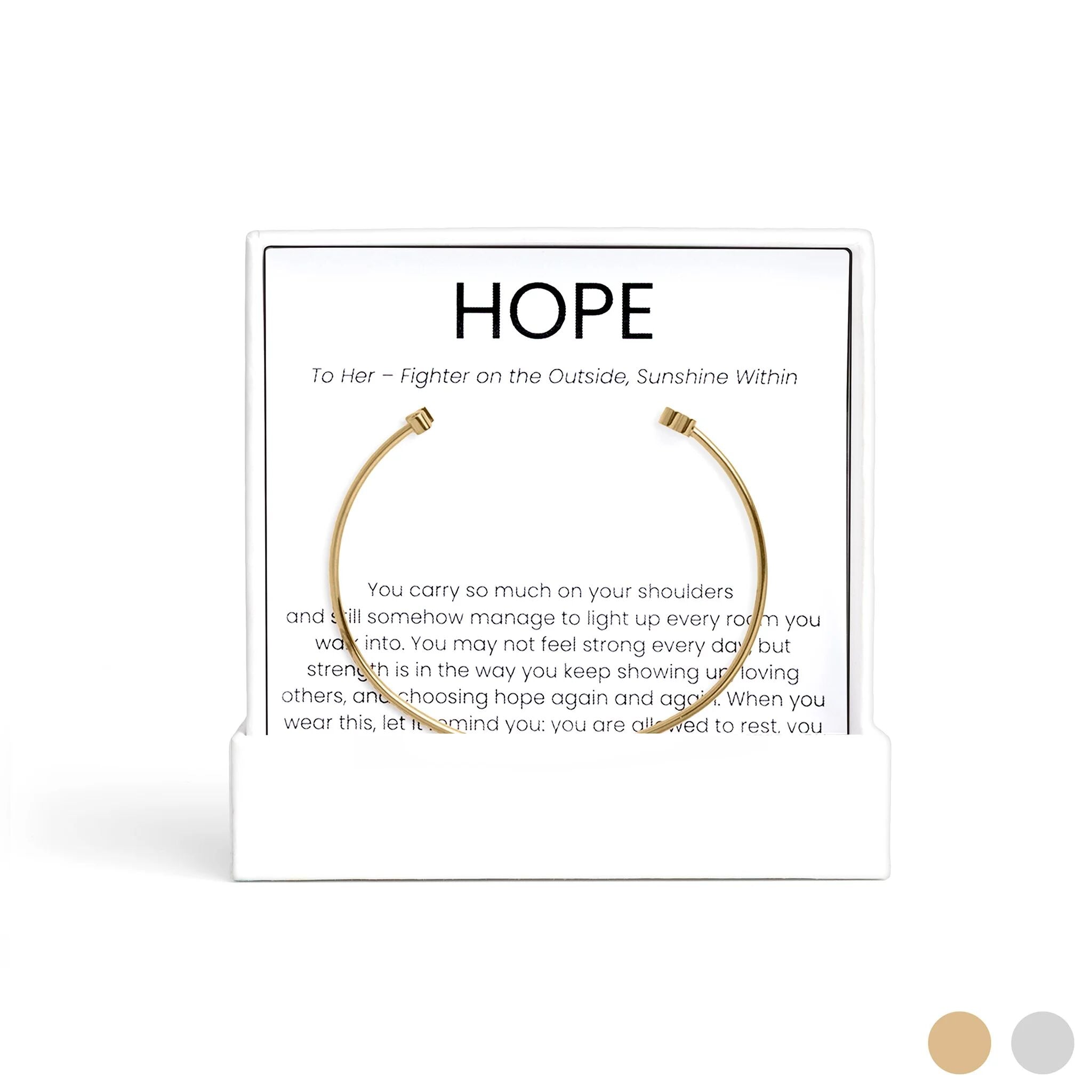 18K Gold PVD Stainless Steel The Cancer Awareness Hope Gift Set / BND0093