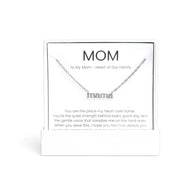 Silver Mama Necklace Gift Set with 'mama' pendant on a card for mom, on a white background