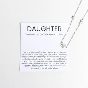 Silver Butterfly Necklace Gift Set with a sentimental message card on a white background